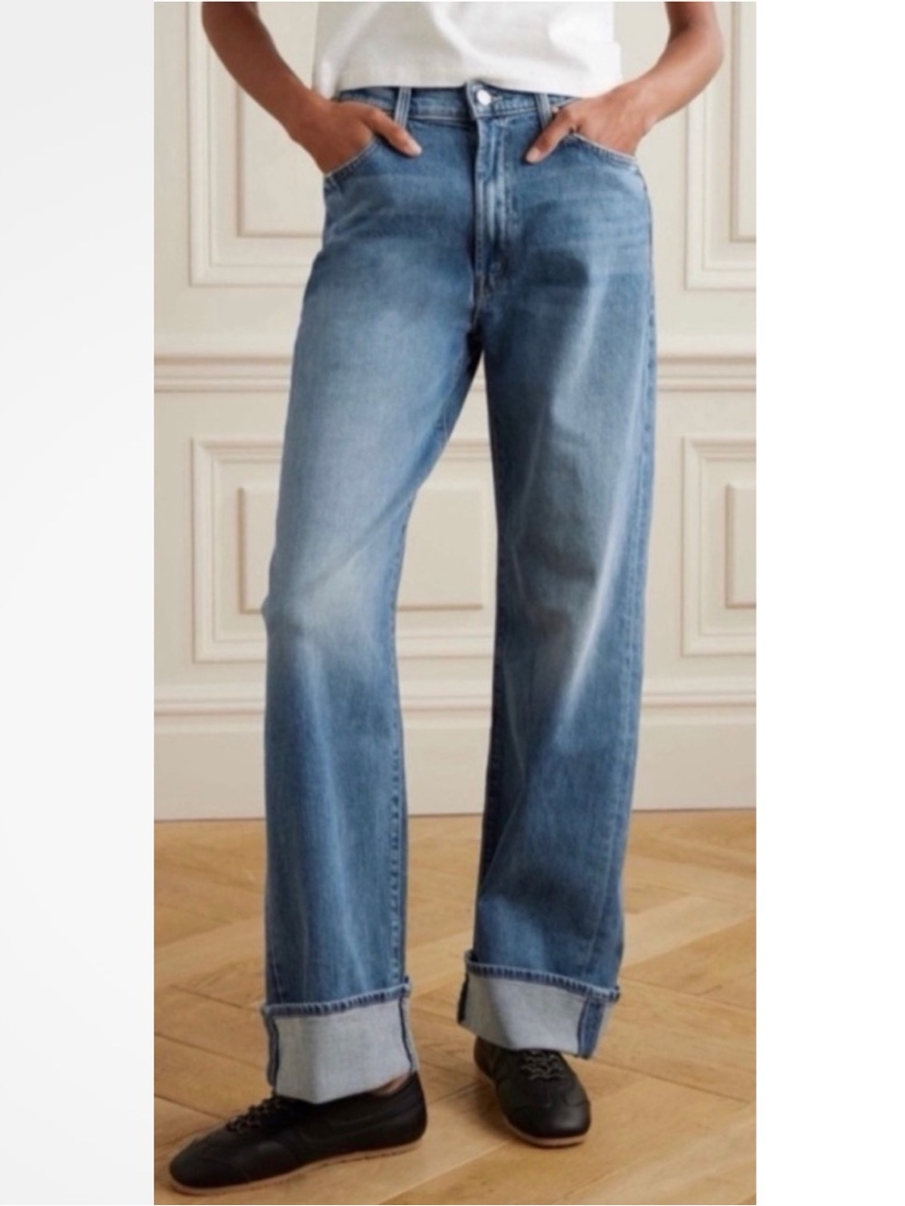 MOTHER Dodger Skimp Cuff Jeans Leap of Faith Blue Size 28 EUC
